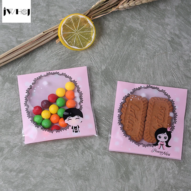 100 шт. розовая клейкая сумка для девочек и мальчиков diy Подарочные сумки рождества