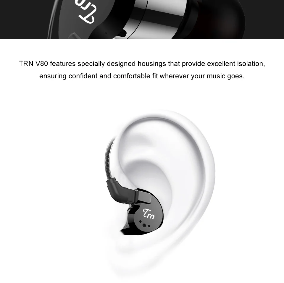 TRN V80 2BA+ 2DD гибридные металлические наушники-вкладыши IEM HIFI DJ Monito, спортивные наушники для бега, наушники, гарнитура, 2Pin, съемные V20/V60