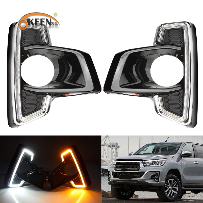 OKEEN 2x Автомобильный светодиодный дневные ходовые огни для Toyota Hilux Revo Rocco 2018 2019 DRL 12V