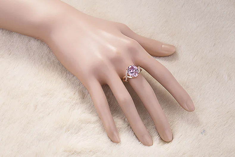 Новый стиль большой розовый Овальный Кристалл AAA циркон кольца для женщин ring Mujer