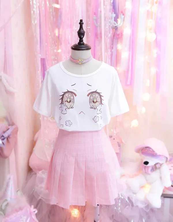 Женская футболка с принтом Sakura Tees мягкая в японском стиле супер милым летние