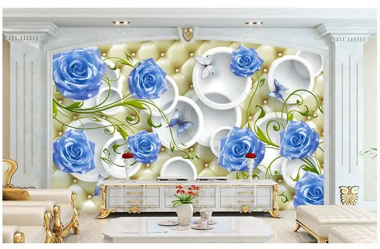 Custom photo wallpaper 3d murals wall Modern fashion blue rose elegant soft package 3D stereo background papers home decor | Обустройство
