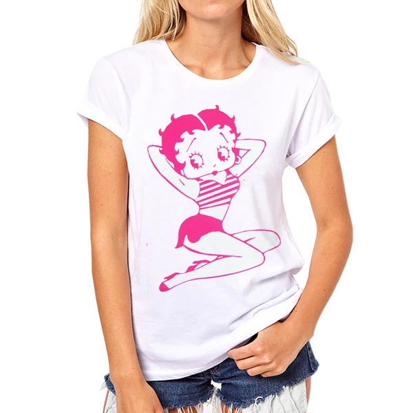 Женская футболка betty boop с круглым вырезом, Повседневная футболка, топы, футболки, Camisa, короткий рукав,, летние футболки, панк, принцесса, футболка, S-17 - Цвет: 4