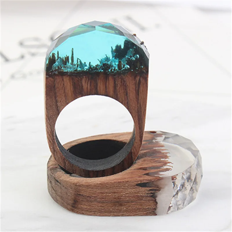 Женские кольца ручной работы модные украшения из смолы и дерева 1349|fashion rings for