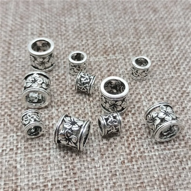 10 Pieces of 925 Sterling Silver Flower Spacer Tube Beads Large Hole for Bracelet | Украшения и аксессуары