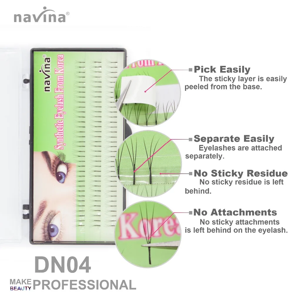 navina Exquisite well-proportioned silk false eyelashes of makeup Curl C Thickness 0.07-0.1mm Petals 3D 10D Length 8-14mm mix | Красота и