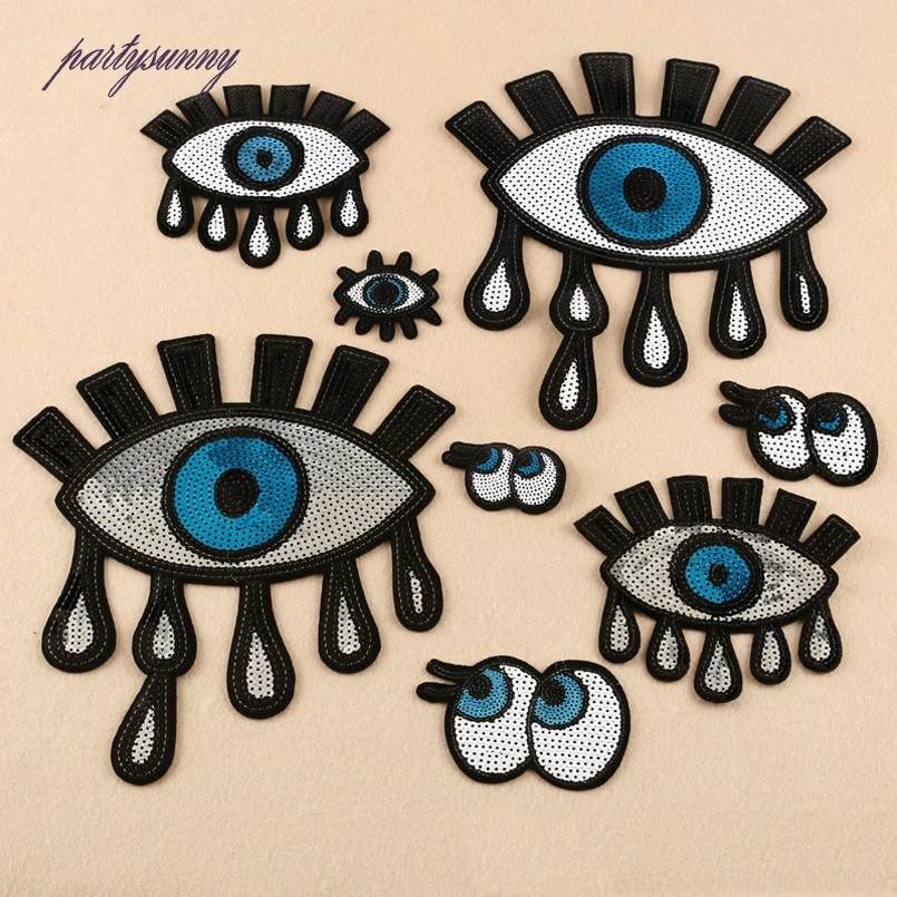 Pf капли глаза вышивки патчи для одежды рубашка свитер аппликация аксессуары