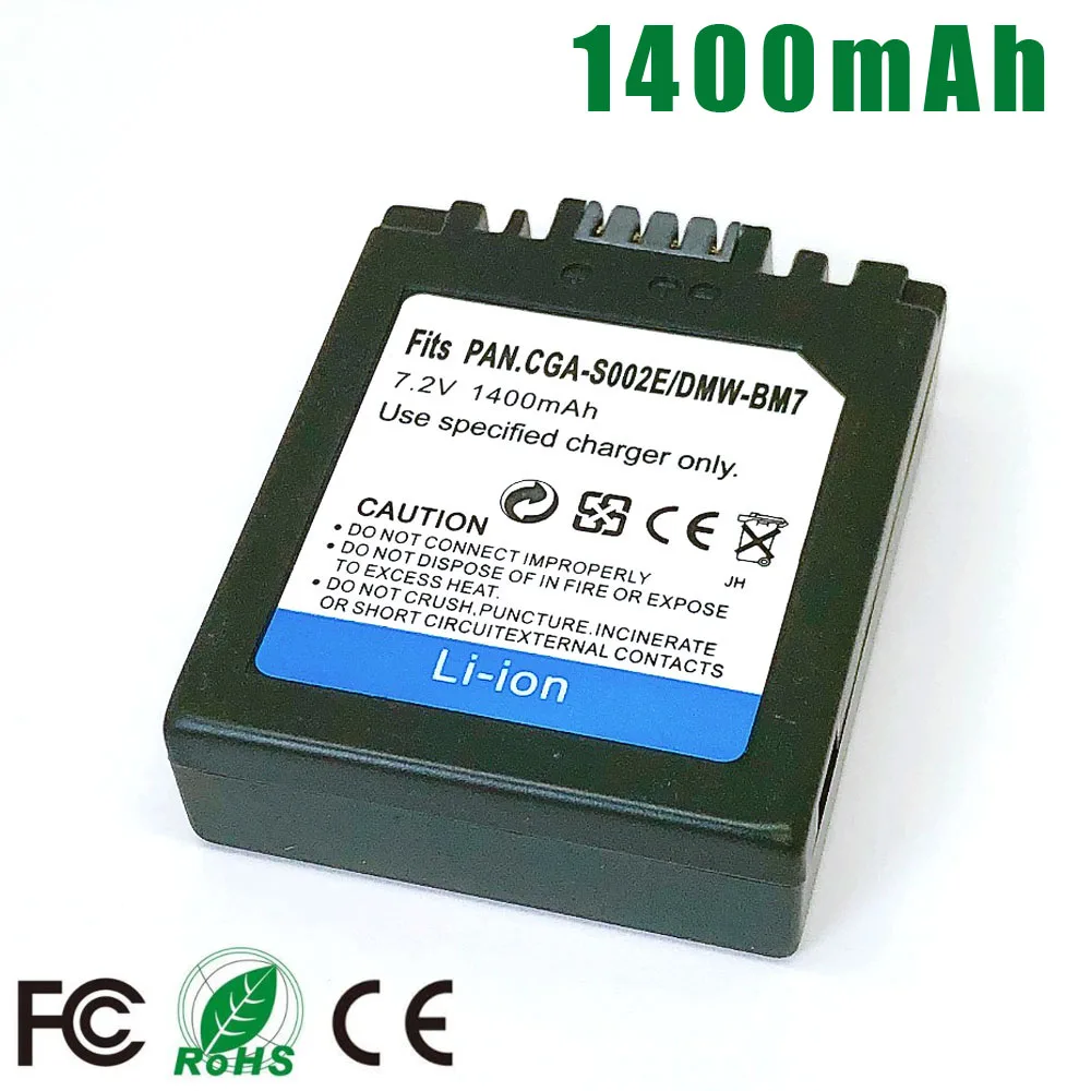 CGR-S002E CGA-S002E CGR-S002 CGA-S002 батарея для камеры S002 S002E DMW-BM7 DMWBM7 Батарея для цифрового фотоаппарата Panasonic DMC-FZ10 FZ15 FZ2 FZ20 FZ3 FZ4 FZ5