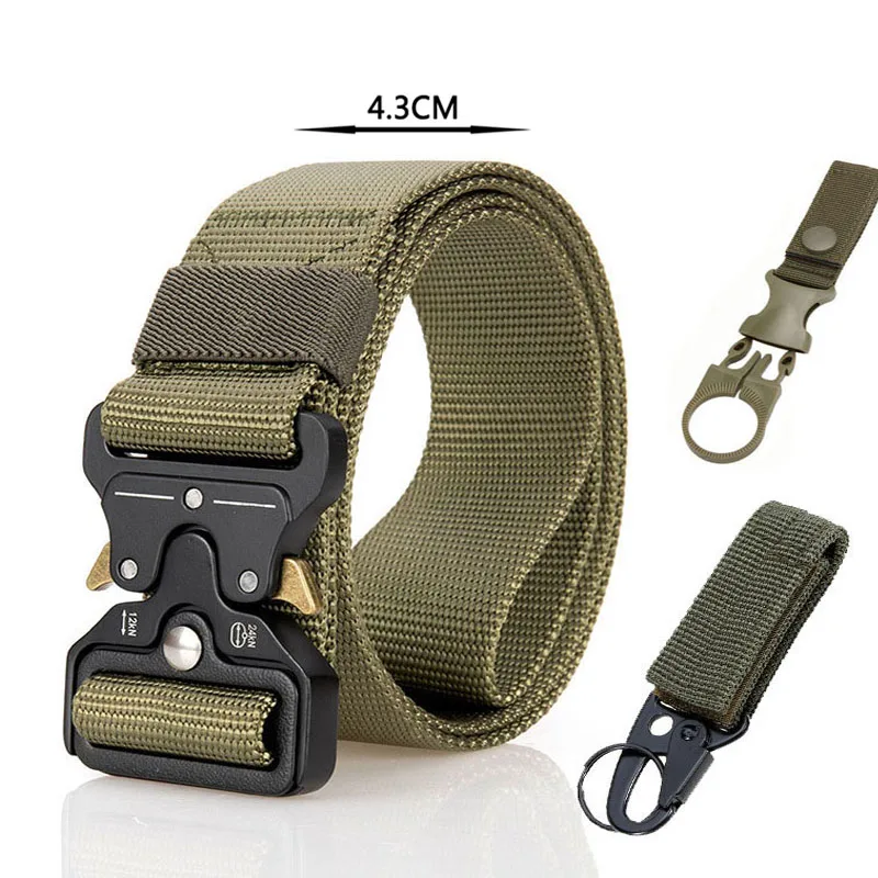 4.3CM Belt 2 hook Тактический ремень нейлоновый ремень в стиле милитари армейский мужской стиль джинсовый ремень широкий утолщенный открытый охотничий поясной ремень холст Ceinture Homme - Цвет: 4.3CM Belt 2 hook