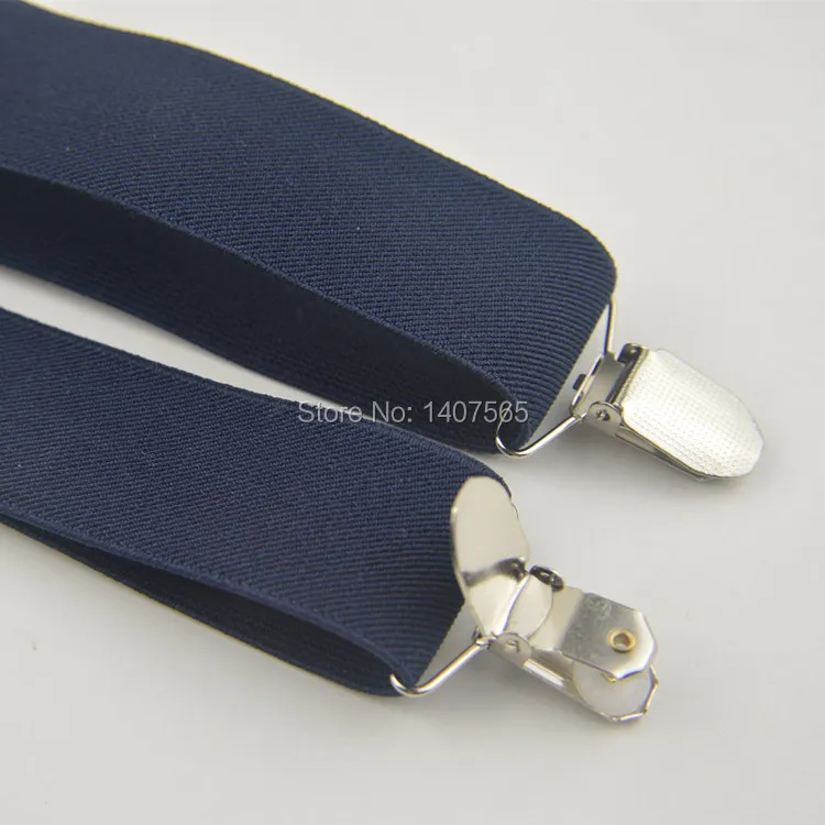 Мужские/женские регулируемые однотонные подтяжки с клипсой 3 5 см шириной nave bule |