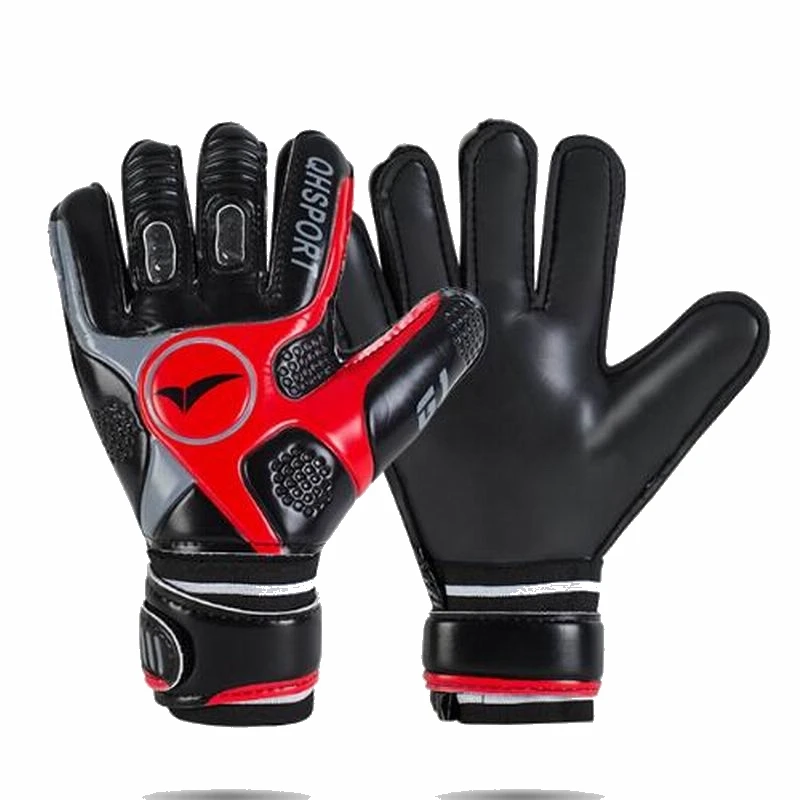 black red Утолщенные латексные ПВХ профессиональные детские мужские вратарские перчатки, футбольные 5 пальцев, сохраняющие охранники, Вратарские футбольные перчатки - Цвет: black red