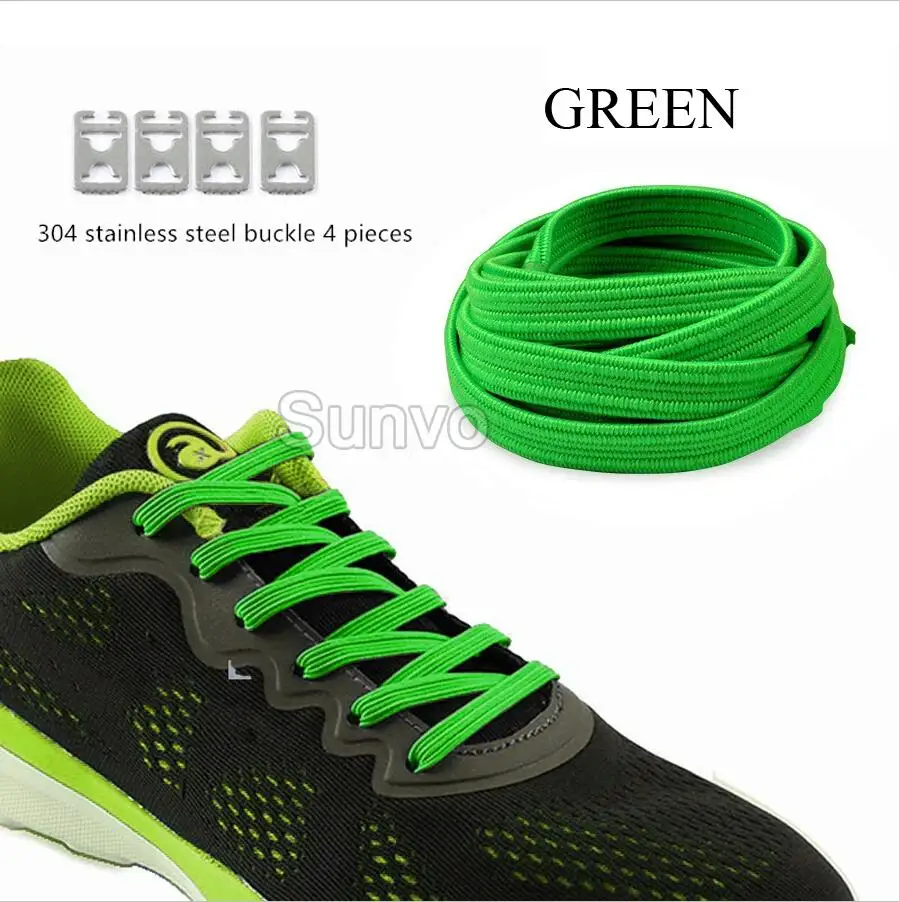Green Эластичные шнурки без шнуровки, шнурки для кроссовок, обувь на плоской подошве для детей и взрослых, спортивный резиновый шнурок, шнурки, шнурки, аксессуары - Цвет: Green