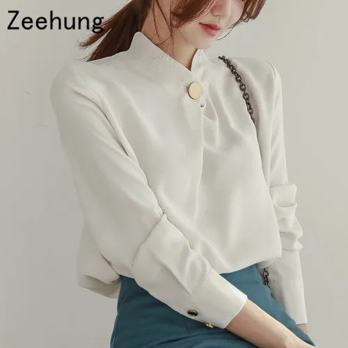 Zeehung высокое качество 2018 шифоновая блузка женские блузки с длинным рукавом
