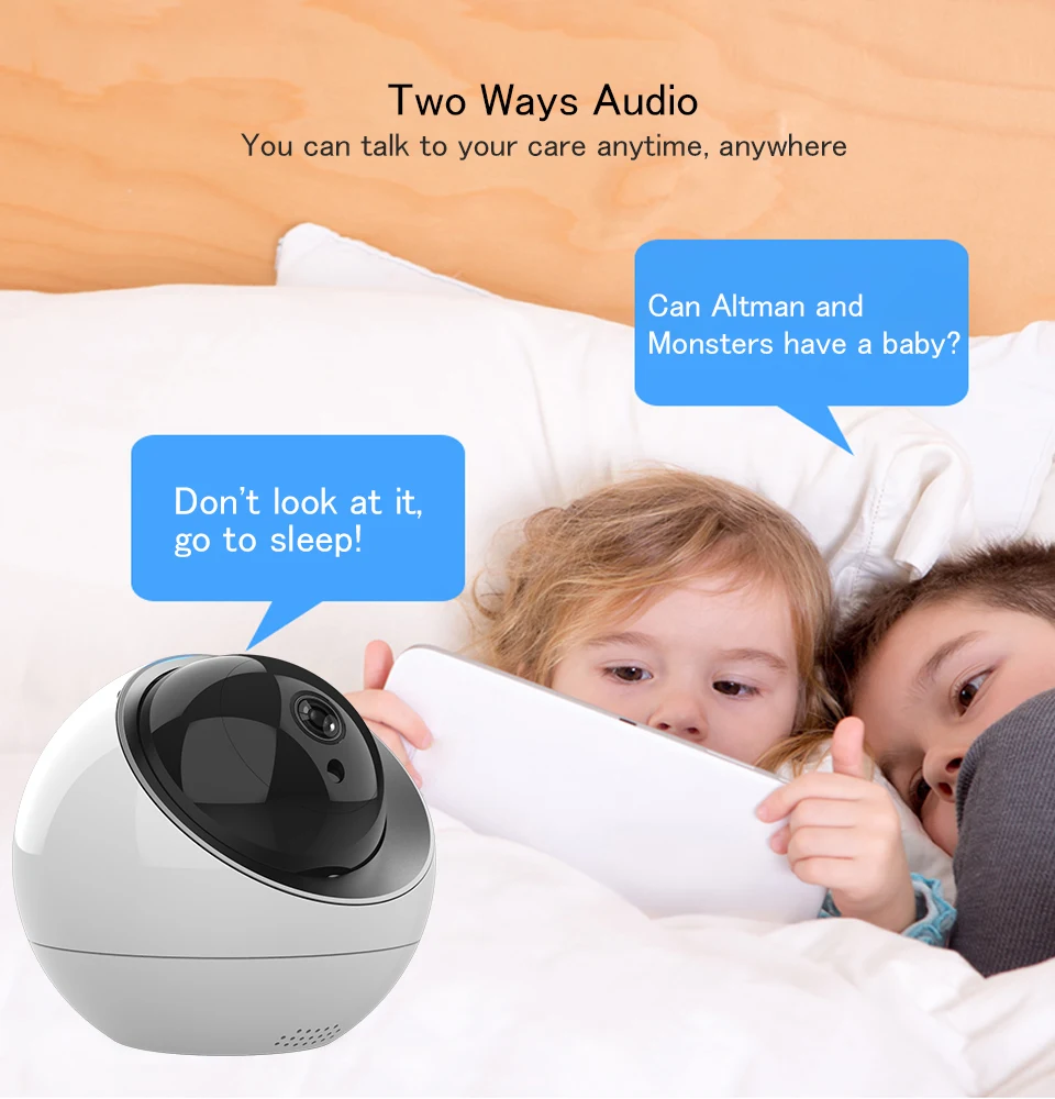 IP Camera WIFI Home Security WIFI Camera PTZ Auto Tracking CCTV Camera 1080P Two Way Audio Video Surveillance 2MP Baby Monitor