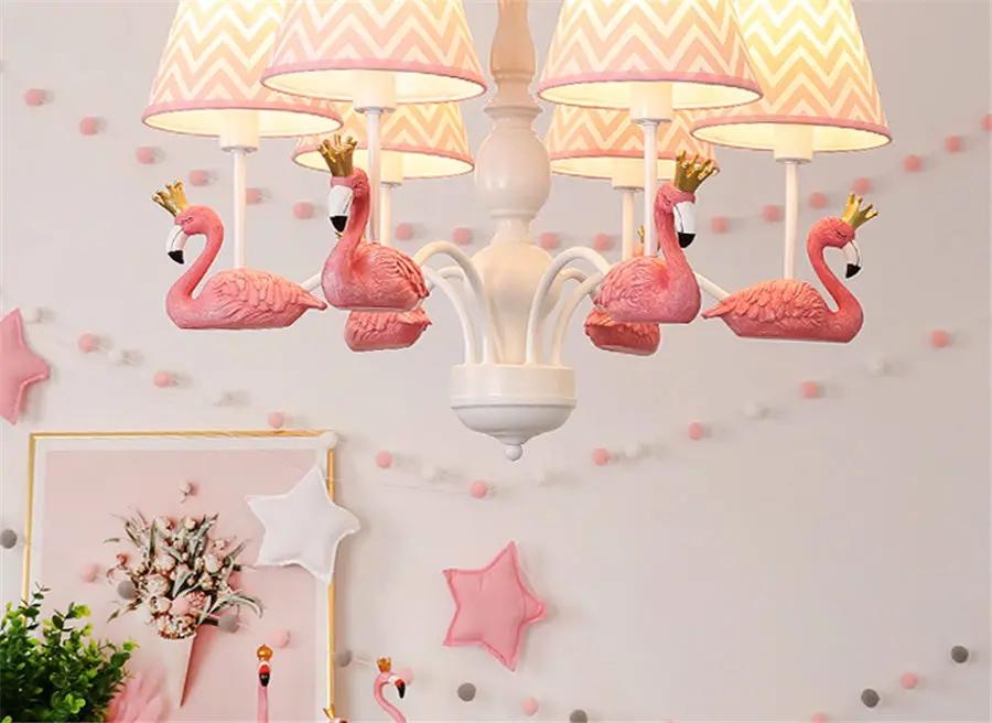 Baby pink дома деко Фламинго большой люстры для гостиной детские дети висячие светильники детская спальня лампа