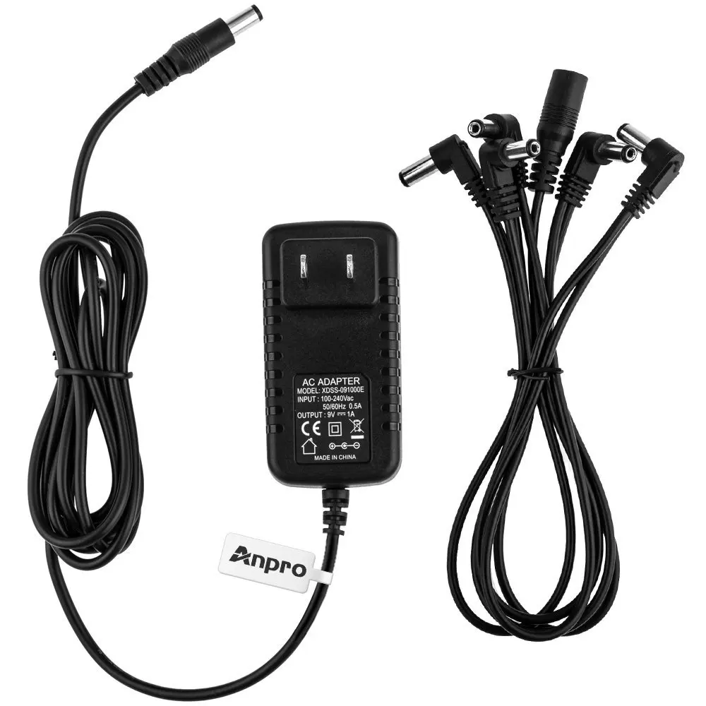 WIXURE Мощность адаптер для педалей эффектов Выход 9 В DC 1A (1000mA) совет отрицательные 5