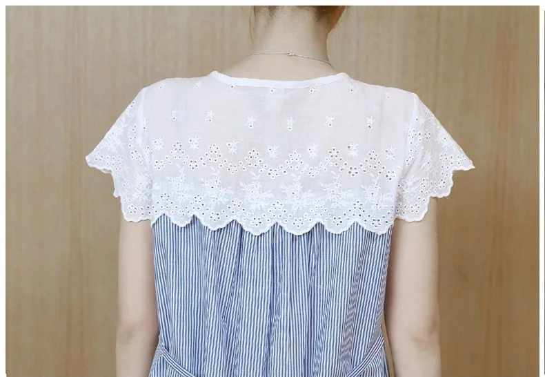 Лидер продаж модное летнее синее кружевное платье большого размера с круглым