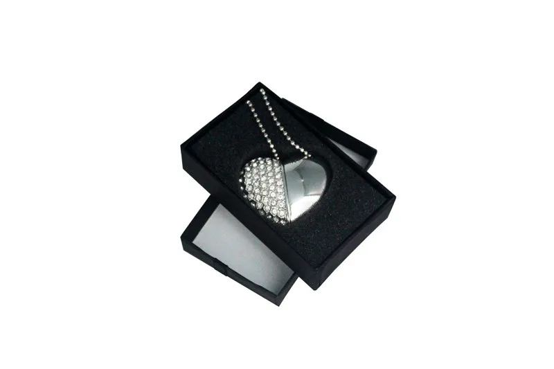 POWERONE Metal diamond crystal heart with gift box USB flash drive pendrive 8GB 16gb 32GB 64GB Memory stick thumb drive Gifts