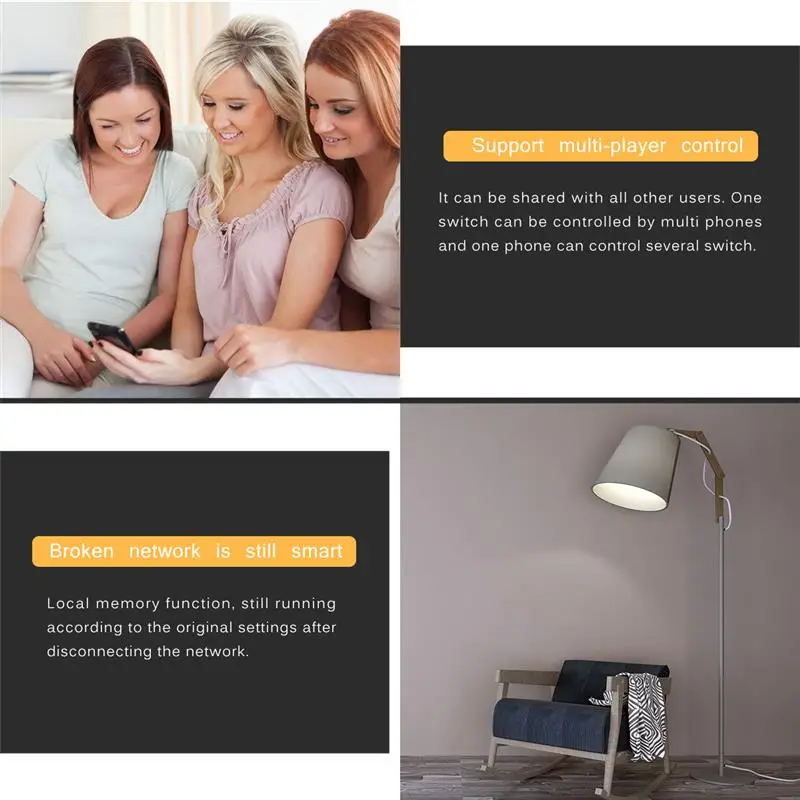 Timethinker 2 шт. DIY диммер, переключатель Smart Interrupter WiFi переключатель лампы для Alexa Google Home IFTTT APP/голосовое дистанционное управление