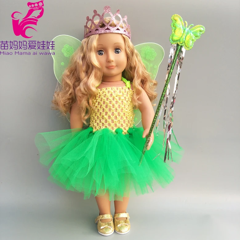 

doll clothes set for 43cm Baby doll butterfly wing dress for 18 inch girl doll dress crown Magic wand doll accessories