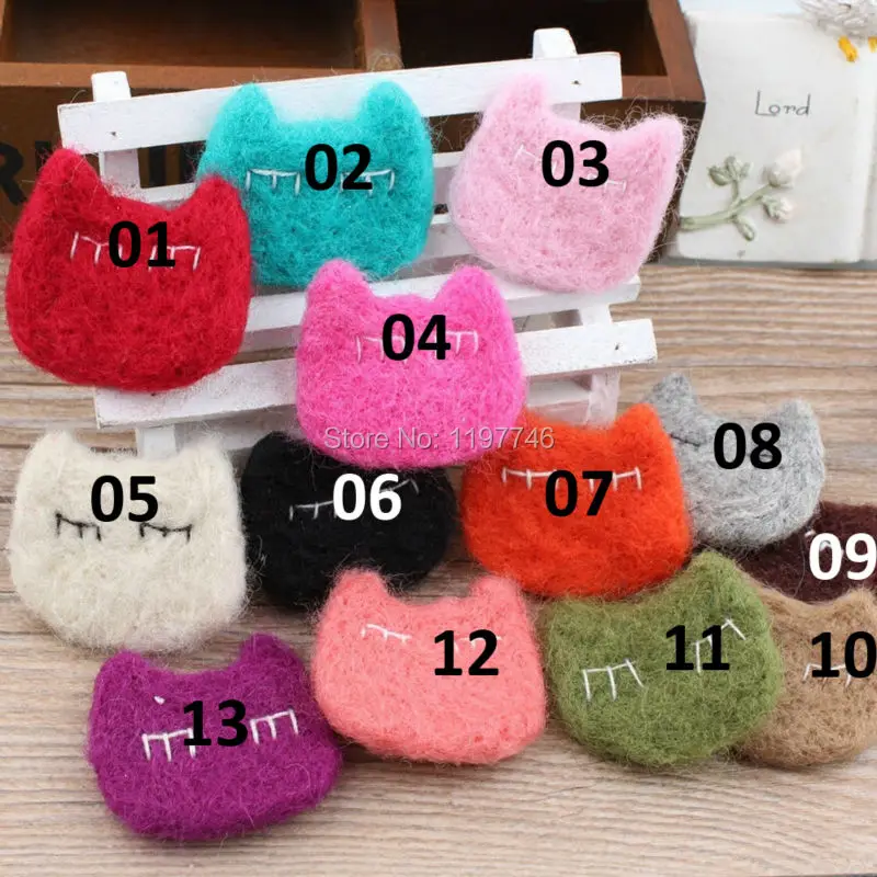 Cute Cat Animal Wool Felt Ball DIY Craft For Christmas Tree Decorations Brooch Children Hair Band Handmade Gift Kids 10pcs - купить по