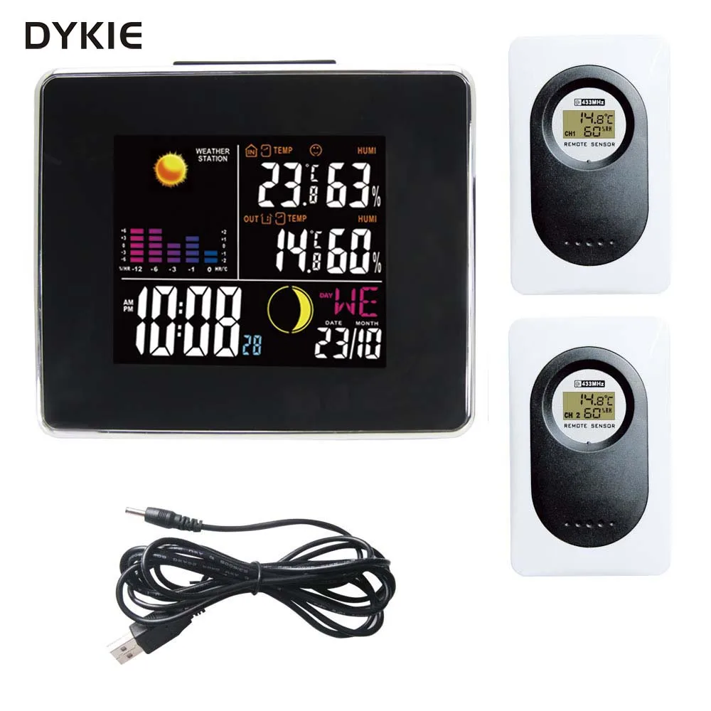 DYKIE 433 мГц RF беспроводной Метеостанция черный Крытый Открытый термометр
