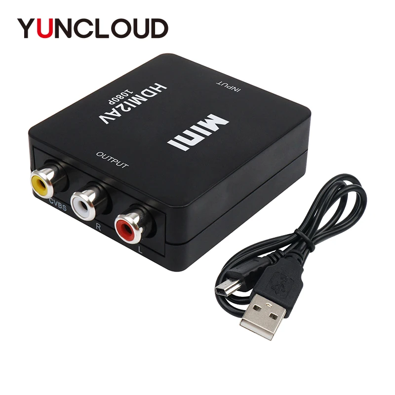 YUNCLOUD HDMI в AV Scaler 1080P конвертер коробка HDMI в RCA AV/CVSB L/R Компонентный видео адаптер HDMI2AV HD Поддержка NTSC PAL