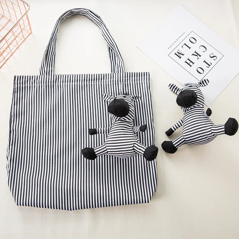 Cotton and filling Zebra Shopping Bag Eco Friendly Ladies Gift Foldable Reusable Tote Portable Shoulder | Багаж и сумки