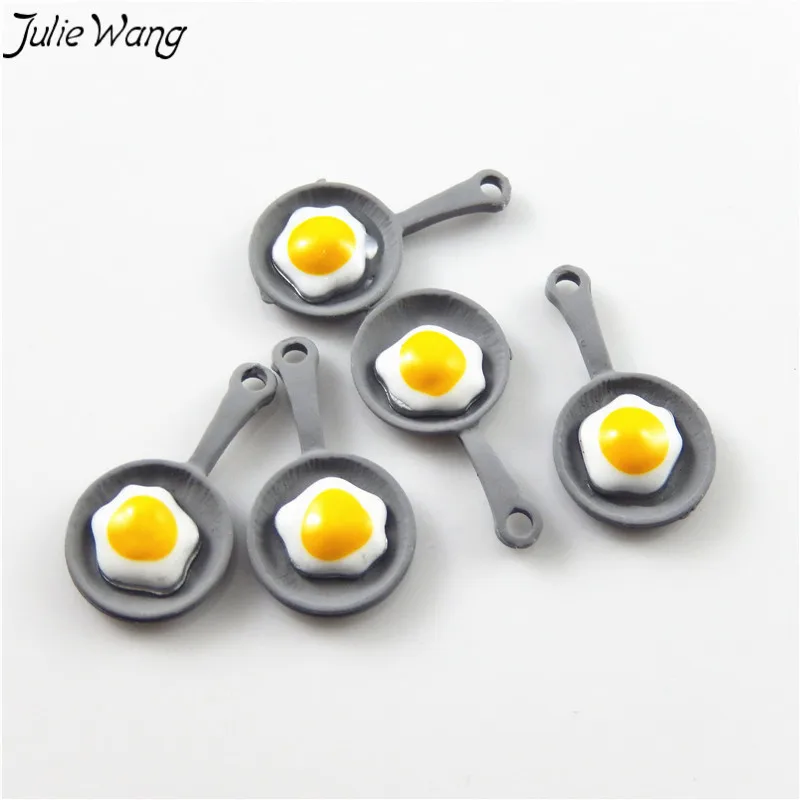 Julie Wang 5 шт. жареное яйцо еда для завтрака желтая белая солнечная сторона подвеска