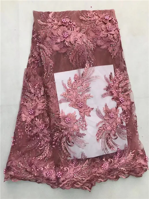 

African Swiss Lace Fashionable Mesh Lace Fabric High Quality peach Nigerian 3d Laces with Beads yellow green white red gray