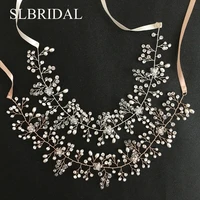 slbridal handmade wired crystals rhinestones pearls wedding hair accessories hairband bridal headband jewelry women bridesmaids