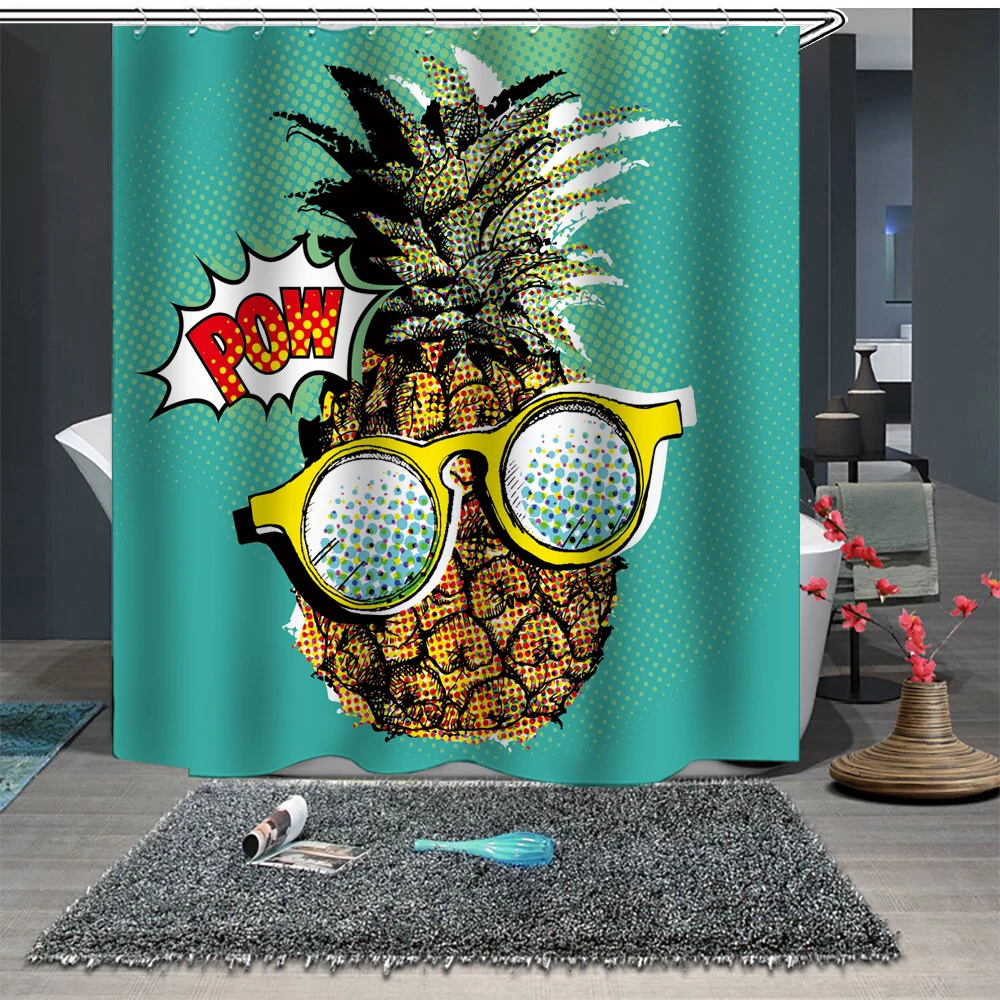 

Занавеска для душа на заказ, занавеска для ванной, перегородка 1,5x1,8 м 1,8x1,8 м 1,8x2 м, зеленый ананас