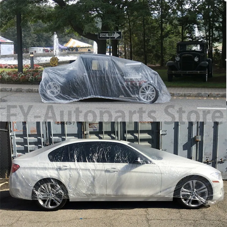 

Large Car Cover Clear Plastic Temporary Disposable Rain Dust Snow Garage for SUV/Multi Seat Commercial Vehicles Free Shipping