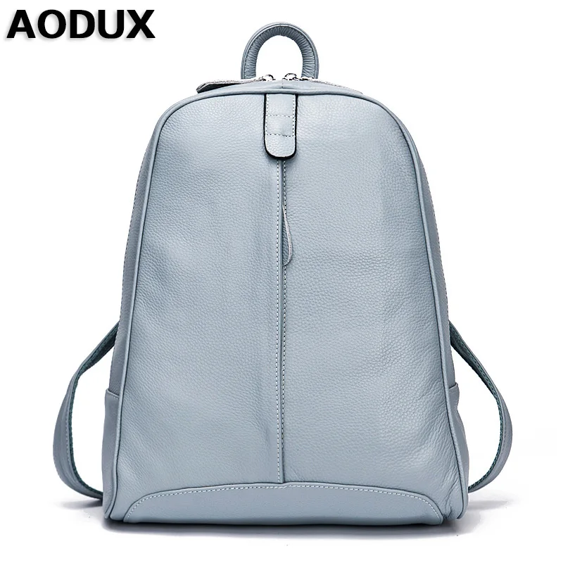 AODUX 100% женский рюкзак из натуральной кожи верхний слой коровья кожа школьный
