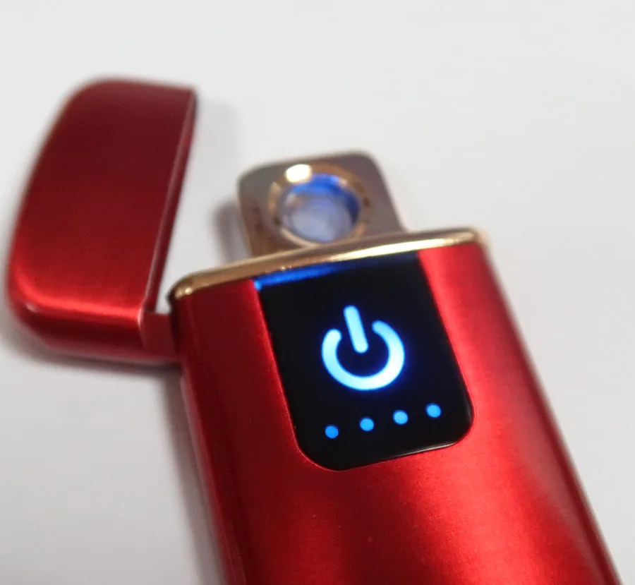 Сенсорная плазменная Зажигалка USB ультра-тонкий металлический ветрозащитный