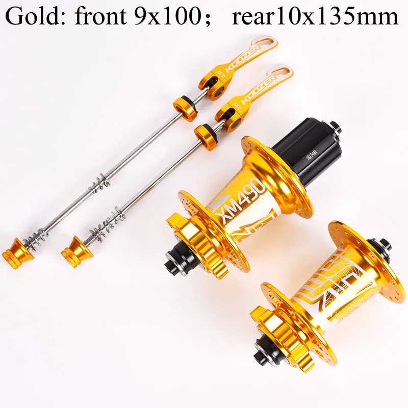 Gold 9x100 10x135mm Koozer XM490 ступицы герметичные 4 подшипника MTB горный велосипед ступица задняя 10*135 мм QR 12*142 мм 28 32 36 отверстия дисковый тормоз ступица велосипеда - Цвет: Gold 9x100 10x135mm