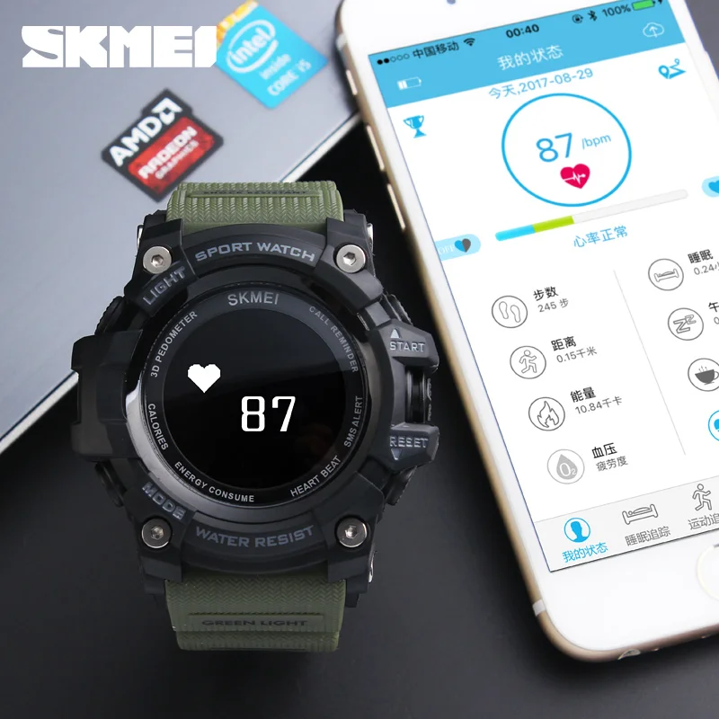 SKMEI профессиональные умные спортивные часы Bluetooth Камера фитнес трекер сна