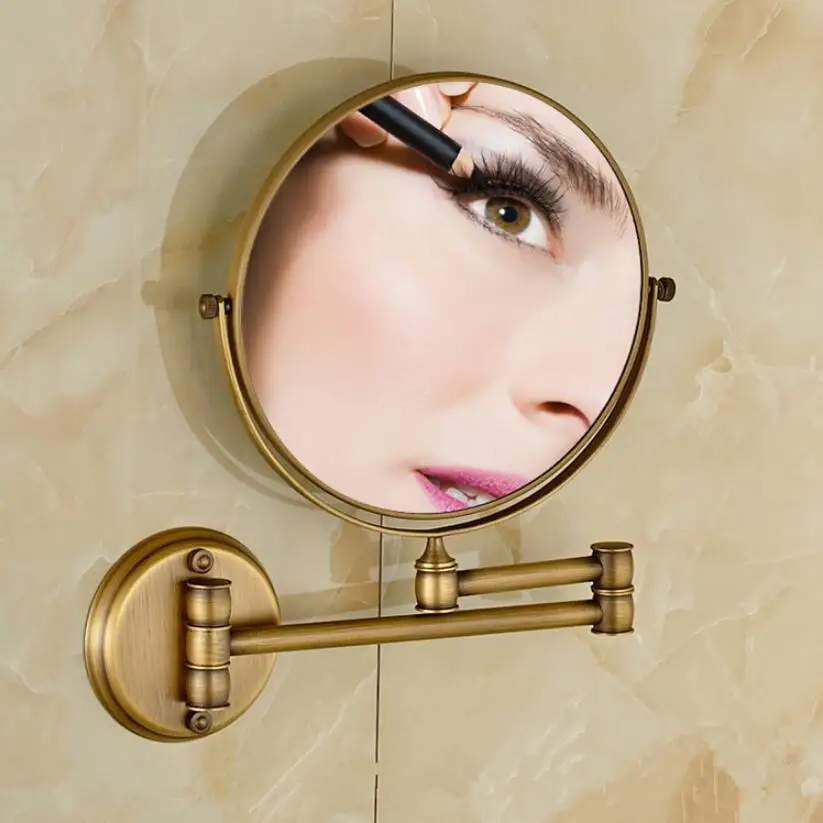 Bathroom Mirror Wall Mounted 8 inch Brass 3X/1X Magnifying Mirror Folding Rose gold/Gold Makeup Mirror Cosmetic Mirror Lady Gift