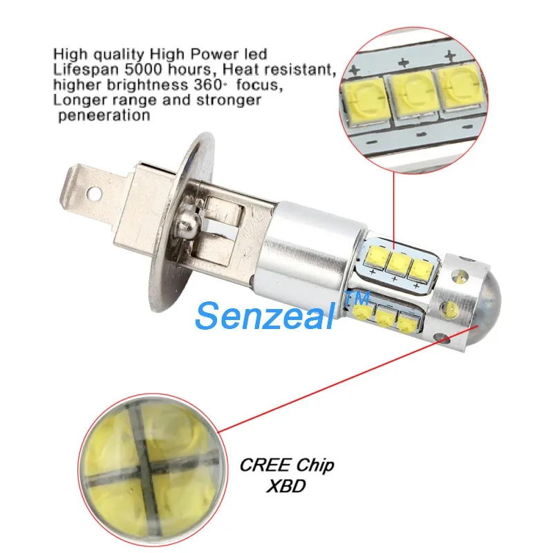 2 шт. 80 Вт H1 CREE Chips 16SMD XBD высокомощные Противотуманные фары светодиодный дневный
