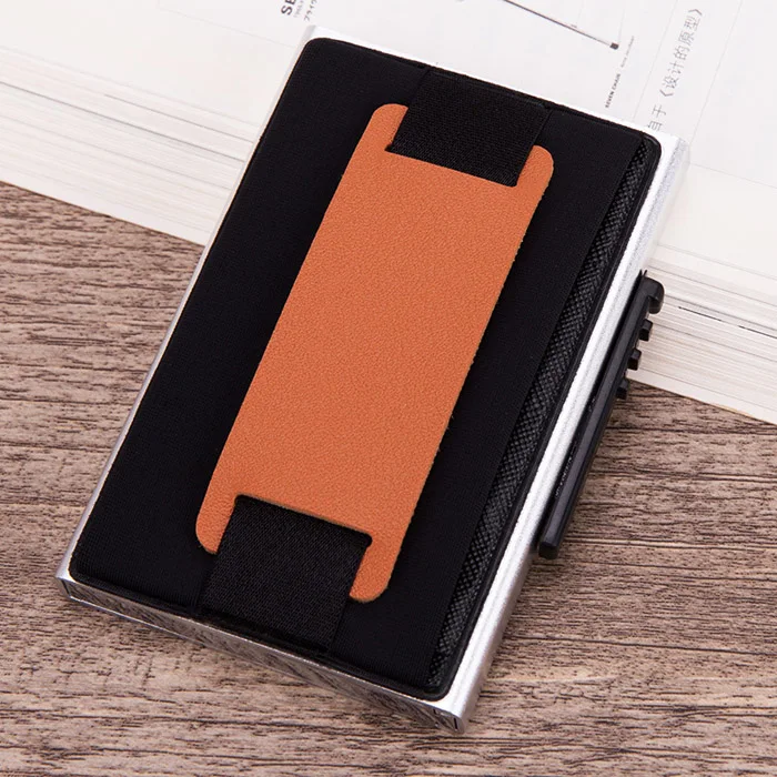 Горячая с защитой от RFID, для карт держатель Бизнес ID карты чехлы для мужчин липкая наклейка задняя крышка Алюминиевый мужской карт-Холдер, кошелек - Цвет: silver