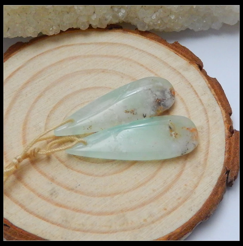 Натуральный камень Chrysoprase капли воды бусины для серег 32x11x4 мм 4,5 г полудрагоценный камень красота ювелирные изделия женские серьги