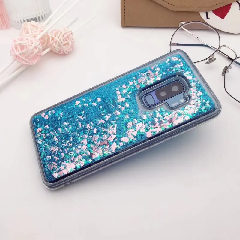 Жидкий чехол для samsung Galaxy S9 блестящий силиконовый s Funda S 9 Plus роскошный динамичная