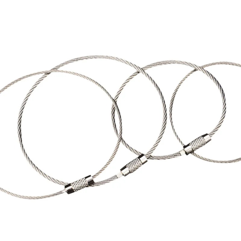 

5pcs Outdoor Camping Edc gear Multifunctional Wire Rope Key Ring & Stainless Steel Wire Chain Key Ring Tools New