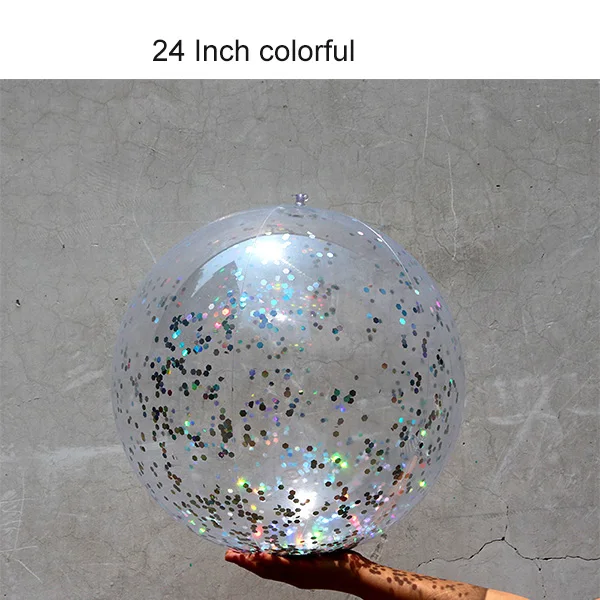 24in Colorful Shiny Руксин надувной бассейн вечерние игрушки Прозрачный мяч для пляжа открытый Лето водные игрушки Плавательный поплавок мяч игрушки для взрослых детей - Цвет: 24in Colorful Shiny