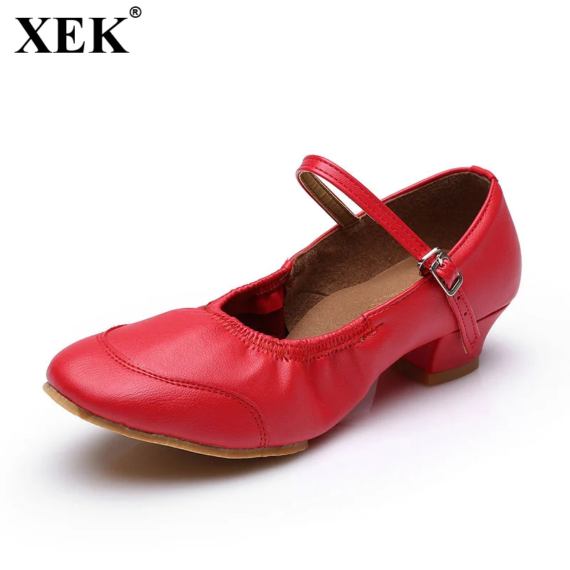 XEK 2018 Fashion Brand Women Girls Ballroom Latin Tango Dance Shoes Low Heeled Modern Dancing Size 34-41 JH177 | Спорт и развлечения
