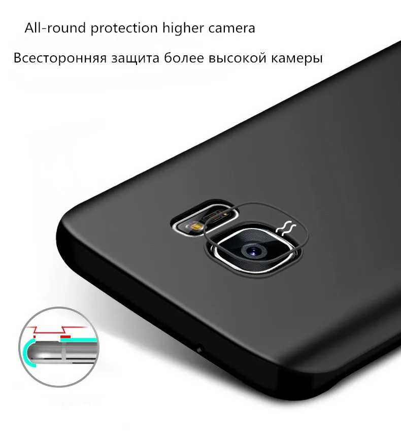 for Samsung Galaxy S7 edge Case Cover Silicone Ultra Thin TPU Soft Phone 5.1&quot case bags (Black) |