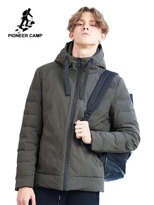 Пионерский лагерь новая зимняя парка Мужская брендовая одежда Повседневная куртка сплошная с капюшоном толстые парки мужской качество короткий стиль AMF801452