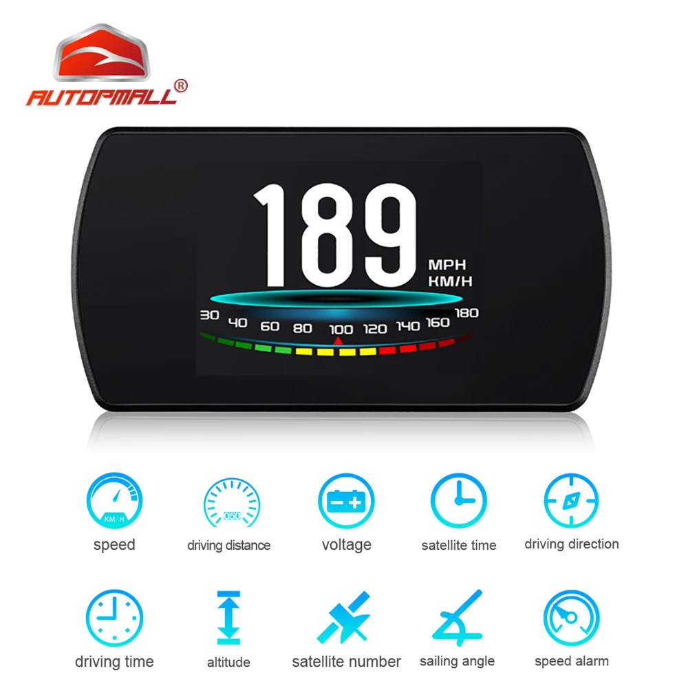 Автомобильный Hud OBD спидометр новый 4 3 дюймовый HD TFT турбонаддув датчик об/мин