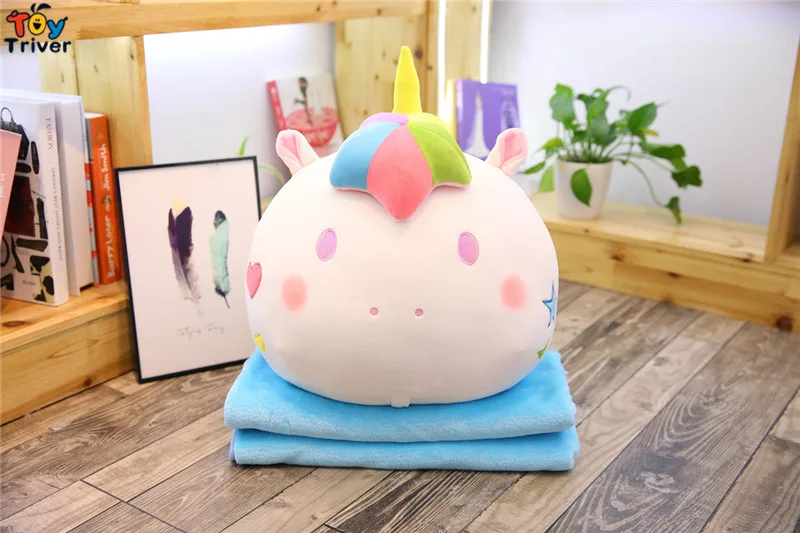 Kawaii Единорог, портативное одеяло, плюшевая игрушка, кукла, для маленьких детей, для девочек, для ванной, для автомобиля, кондиционер, для путешествий, офиса, для сна, ковер, подарок на день рождения