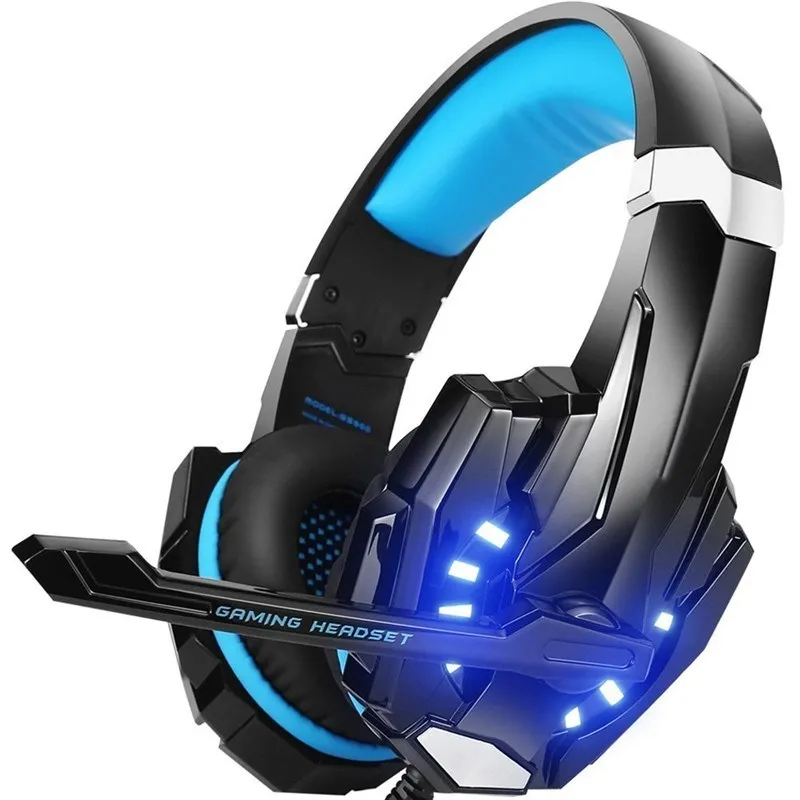 Blue Headphones G9000 игровая гарнитура с микрофоном, светильник, стерео, глубокий бас, 3,5 мм, шумоподавление, геймерские наушники для Xbox One, PS4, Playstation 4 PC - Цвет: Blue Headphones